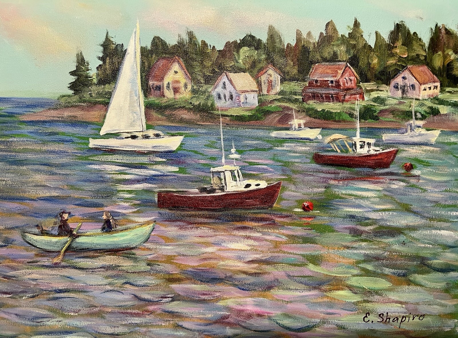 Original Seascape Acrylic Painting Seaside Landscape 11×14 Coastal Wall Decor