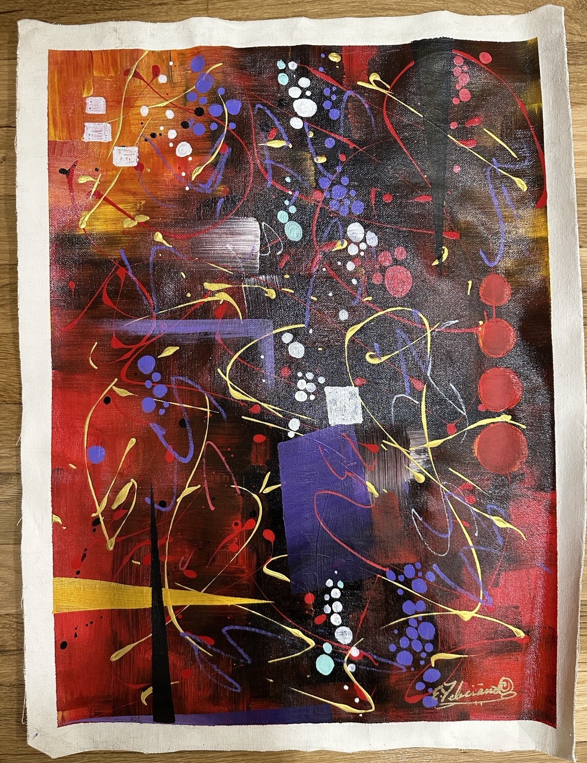2009 Elena Feliciano Original Oil on Canvas Abstract Painting 17 x 23 Signed