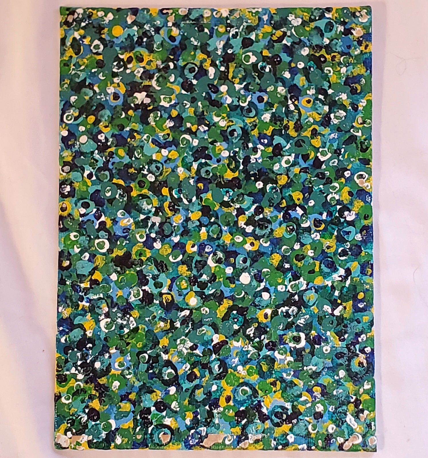 Flowers Abstract Art Dots Spots Green Blue Yellow Springtime