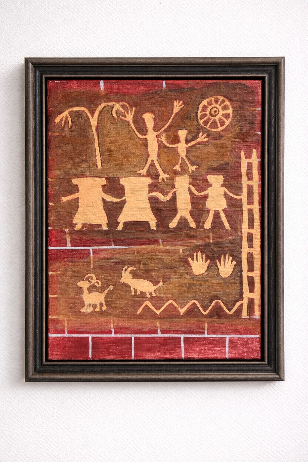 Petroglyph-Inspired Street Art | 11×14 Acrylic on Canvas | Family Theme