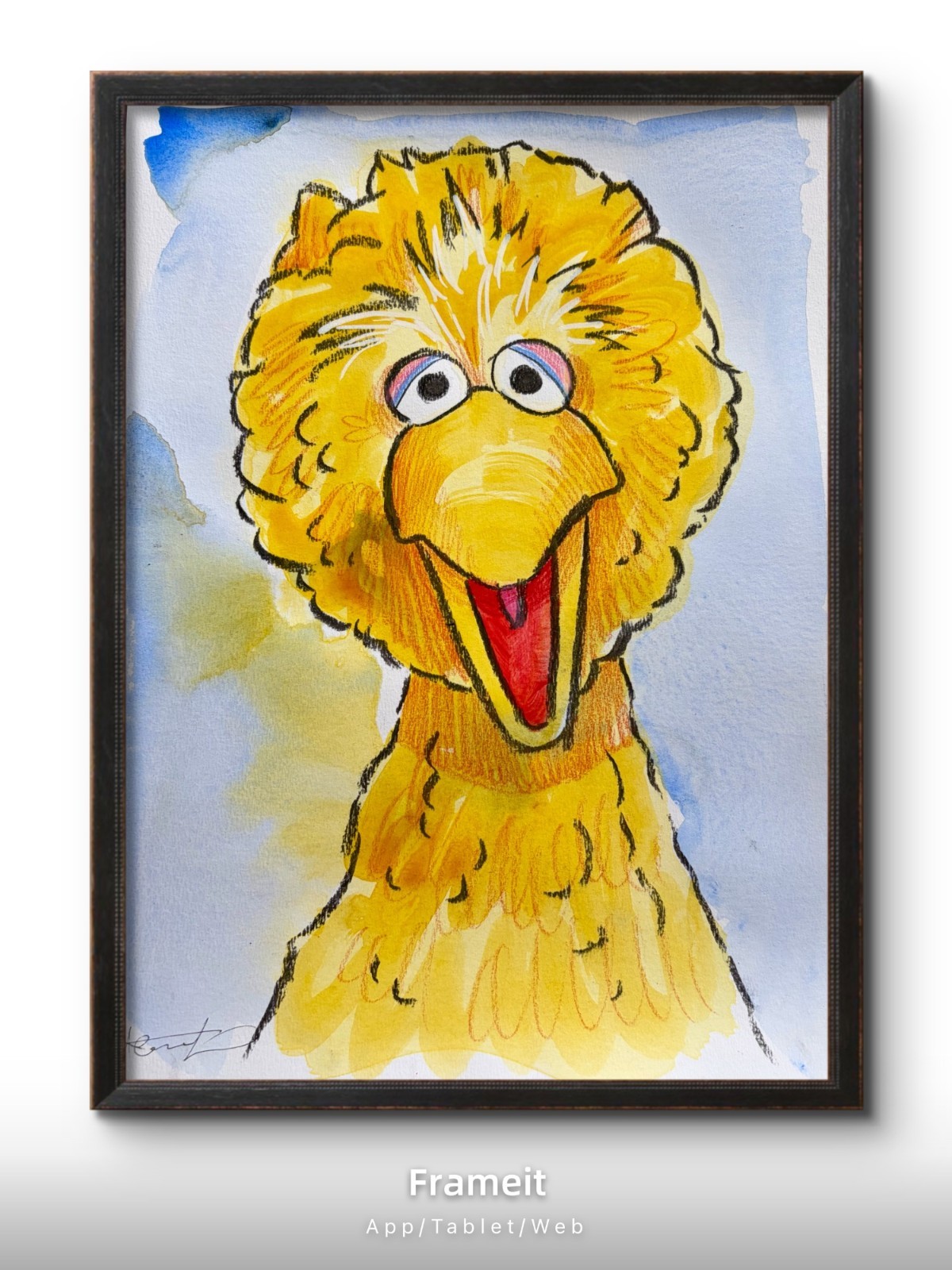 Original Big Bird 1 Painting By Alannah Dyer- Acrylic 9×12 in Sesame Street Kids