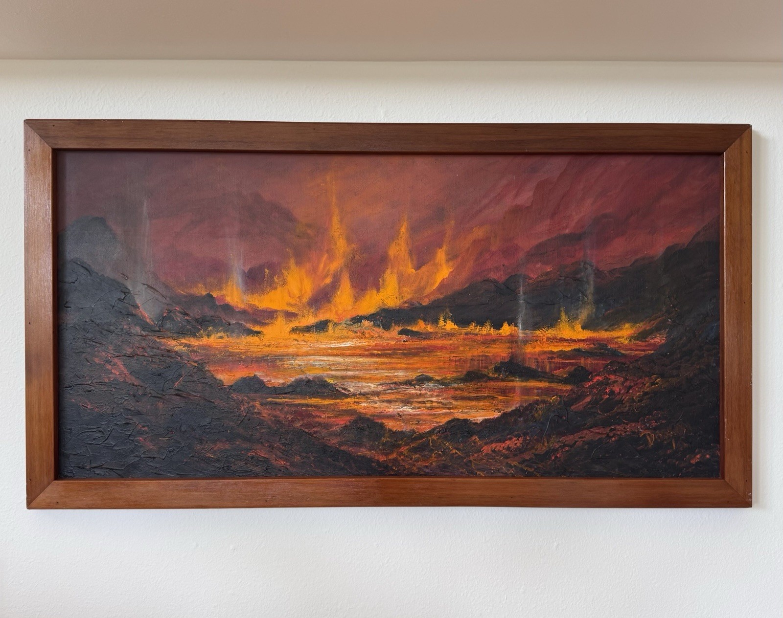 Framed Medium Contemporary Landscape Painting, Nature Theme, Single Piece