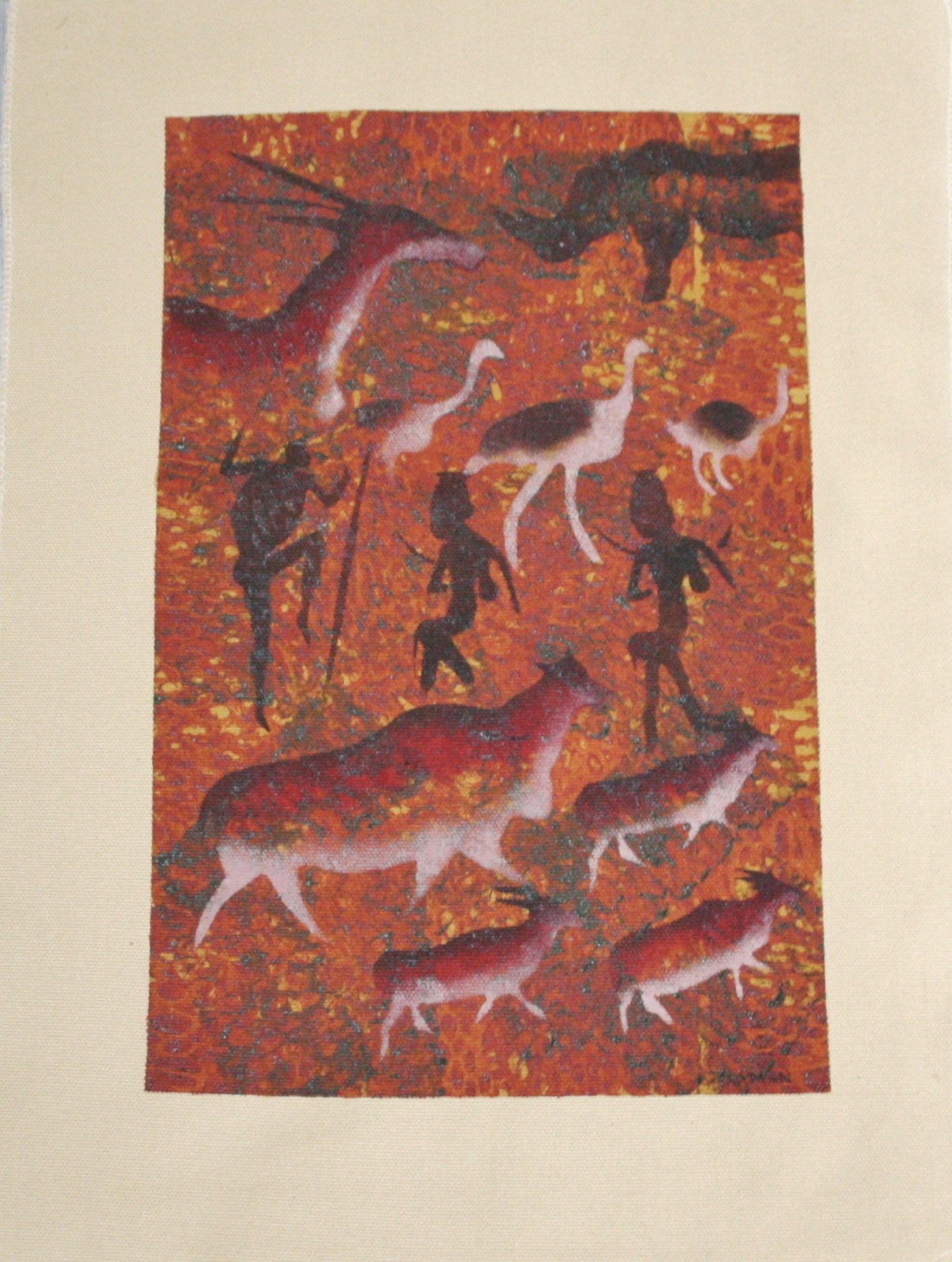 Bushman Painting African San/ Cave Art Female Hunter Warriors & Male Jahman Orig