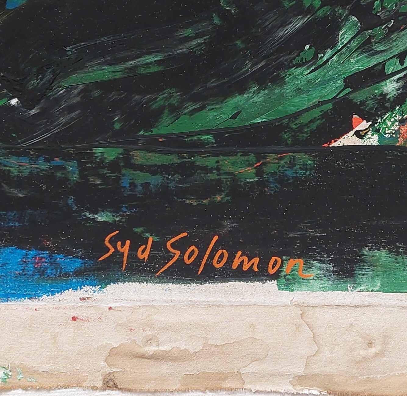 Syd Solomon Signed Abstract Expressionist Oil Painting on Canvas – American Art