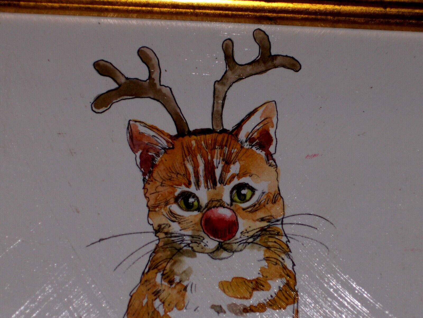 LOVELY Cat Winter Joy Celebrations Signed Betti Grove Giclee Painting Canvas