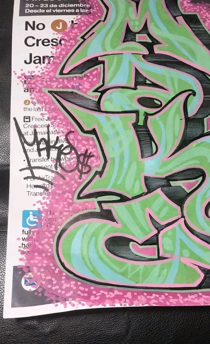 Subway sign Graffiti – New York 6 Train – 11 x 17 Inches – Original