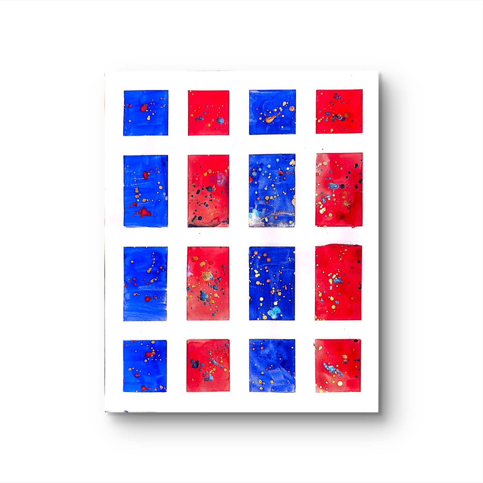 Red White And Blue Original Expressionism Watercolor Abstract 11×14 On Paper