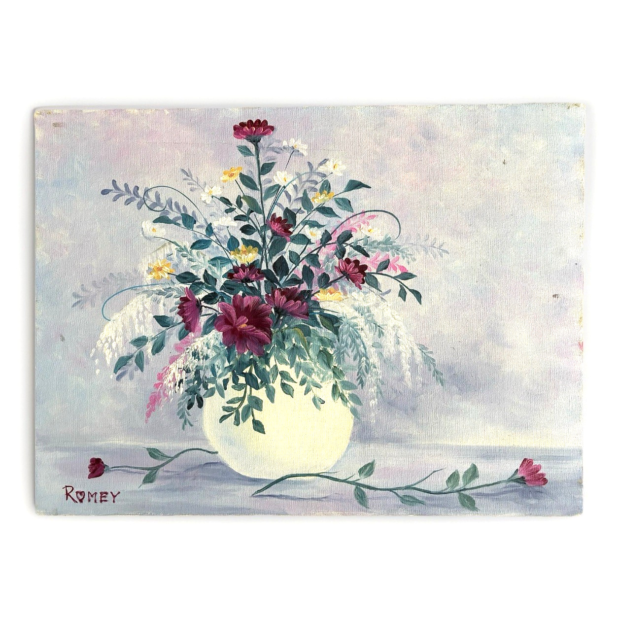 Vase of Flowers – Romantic Floral Still Life 24″ Cottagecore Wildflower Garden