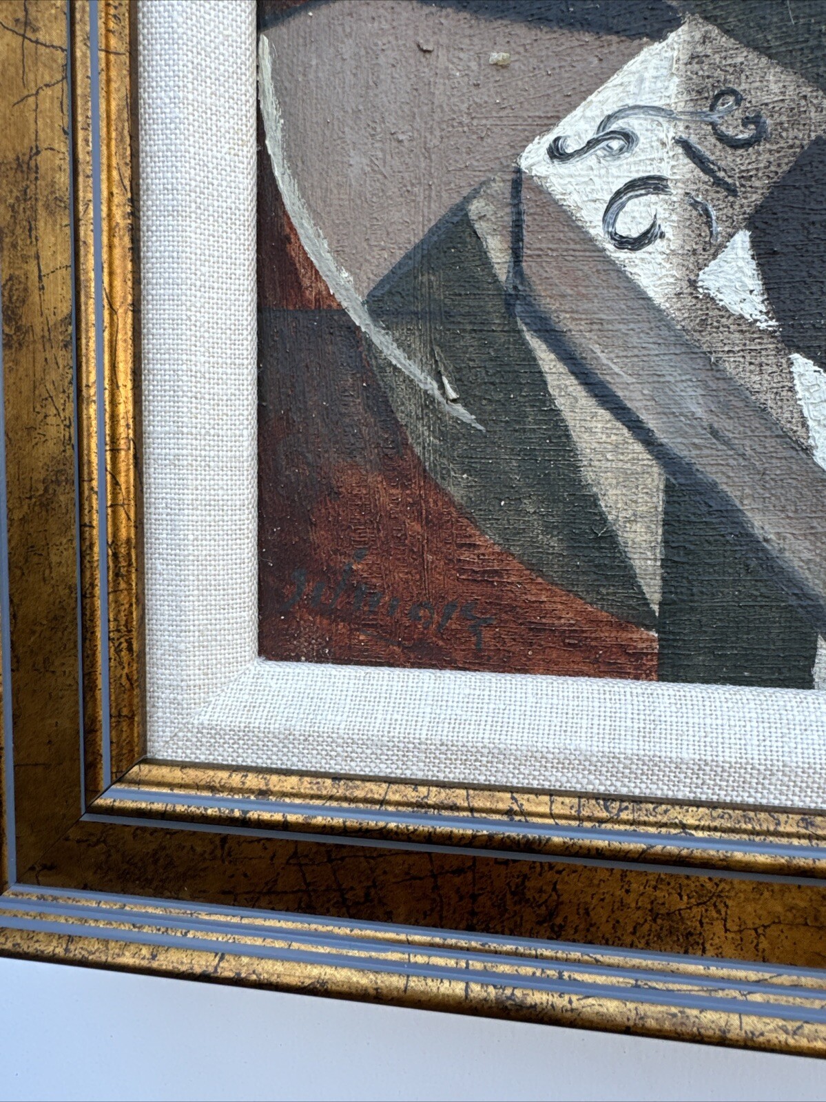 MID CENTURY CUBISM PAINTING BY ROBERT GILMORE GEOMETRIC ABSTRACT MODERNISM SMALL