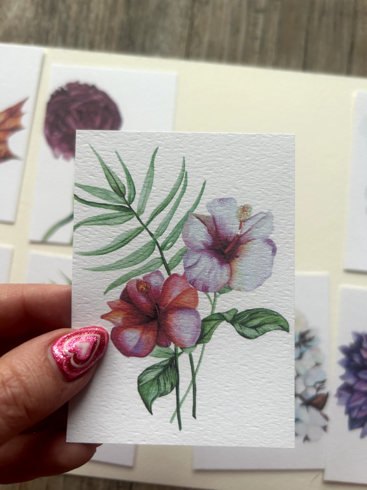 ACEO Edition- Print Sawyer Crane Hibiscus Pink Flower Hawaiian Tropical Water