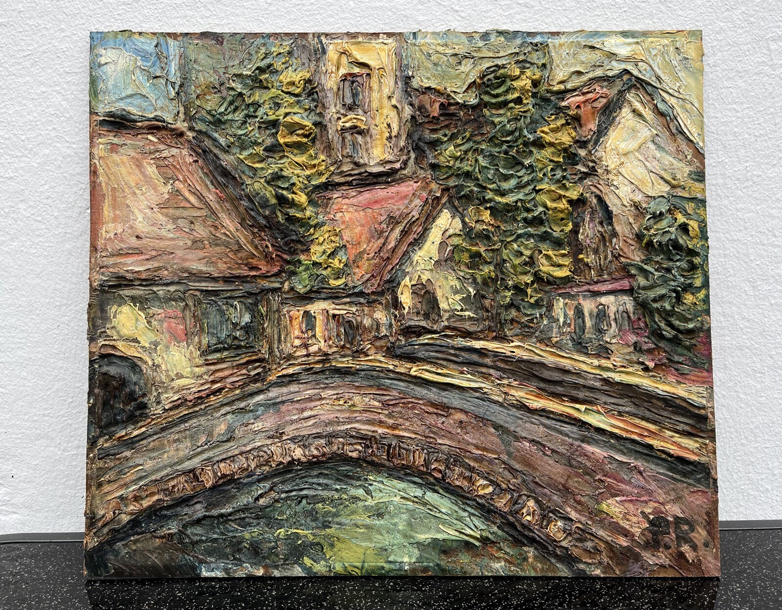 Preben Rasmussen 1919-1971 Expressive City View Oil Painting Danish Mid Century