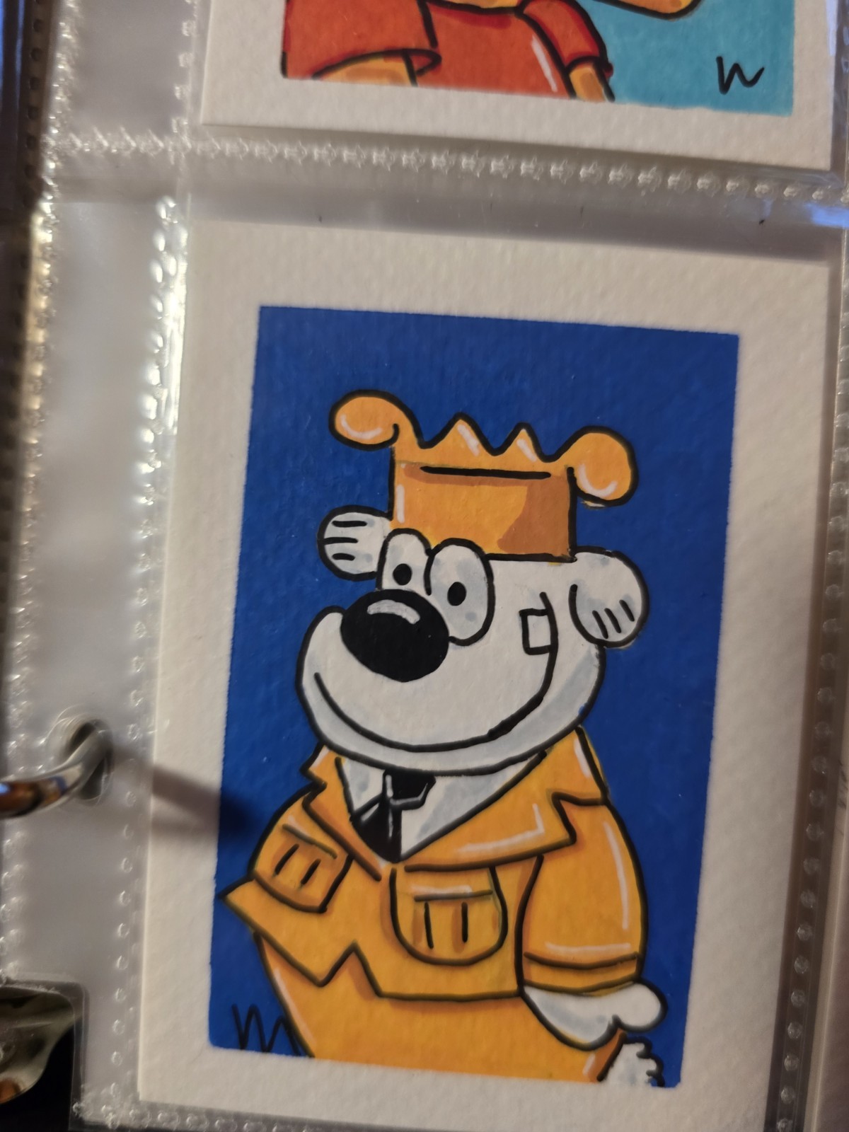 ACEO Original Painting Acrylic 2.5×3.5 Otto Sarges Dog Beetle Baily Comic Strip