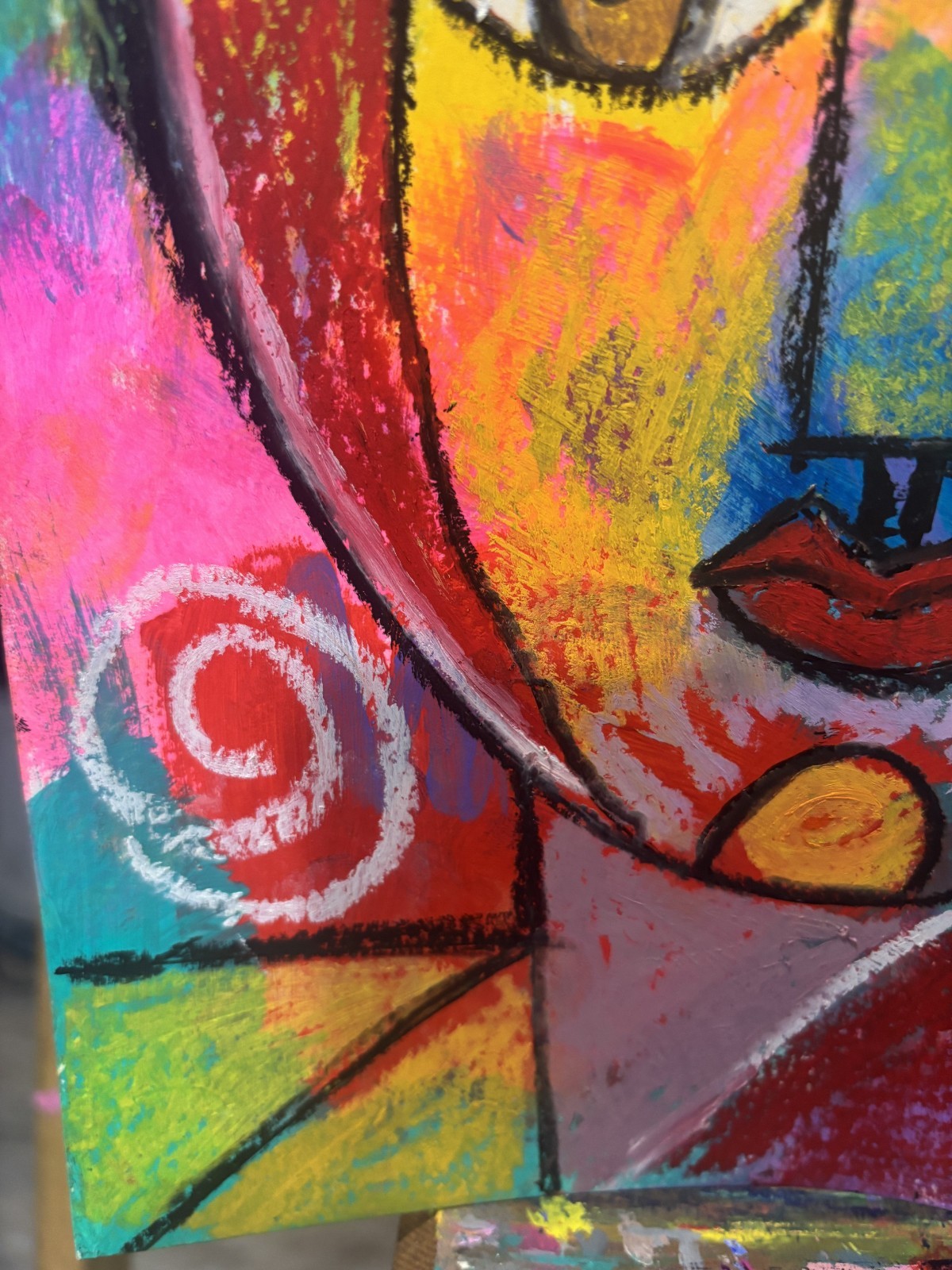 Love Triangle – Original Signed Mixed Media Cubism 9×12