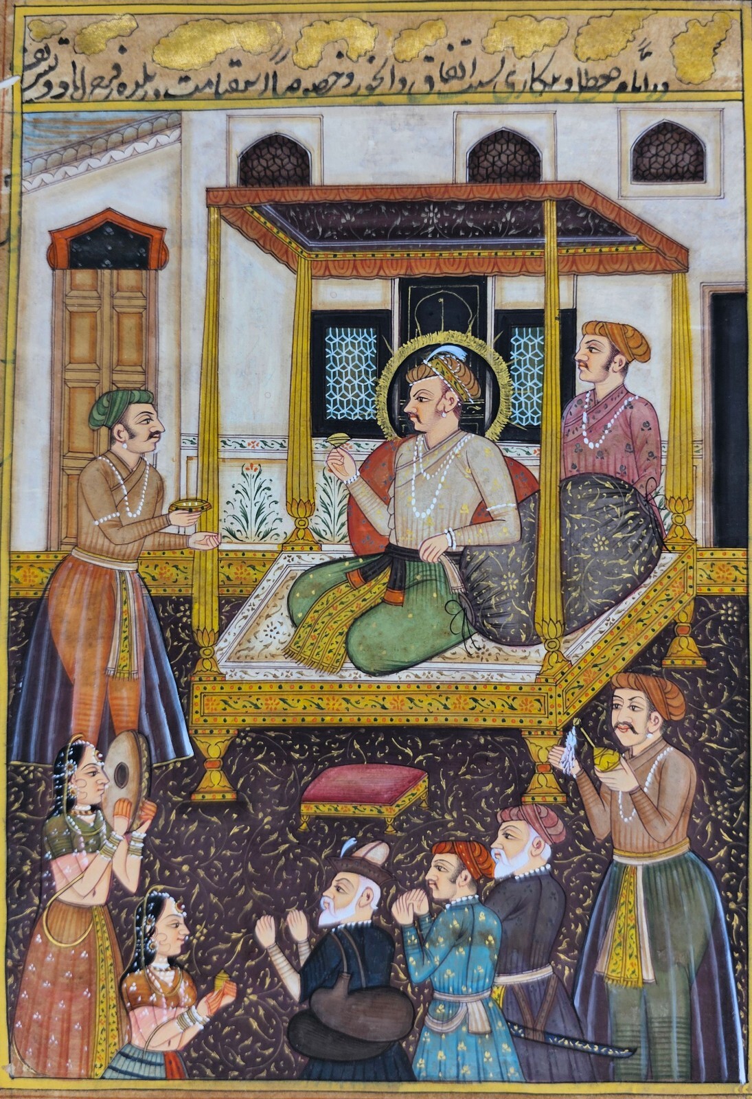 Fine Indian Miniature Painting Mughal Court Finest Intricate Painting Art