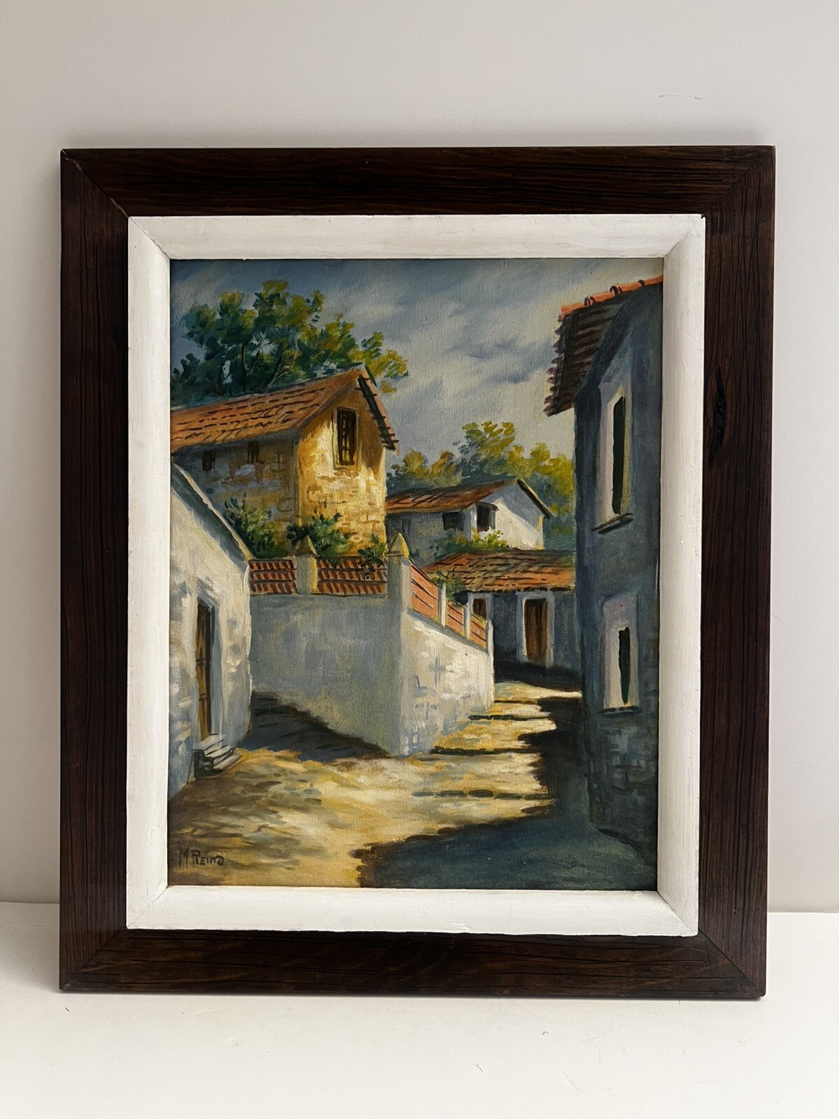 Impressionist Mexican City Oil Painting Signed Manuel Reina Framed Nice Piece