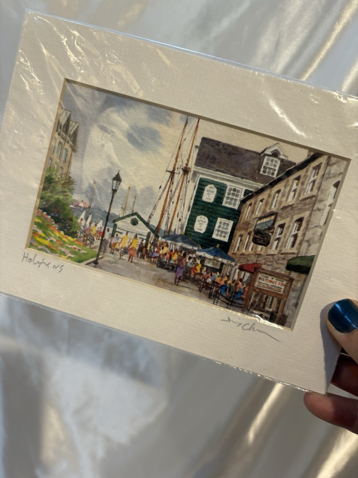 Signed Matted Water Color Coast Scene Unframed