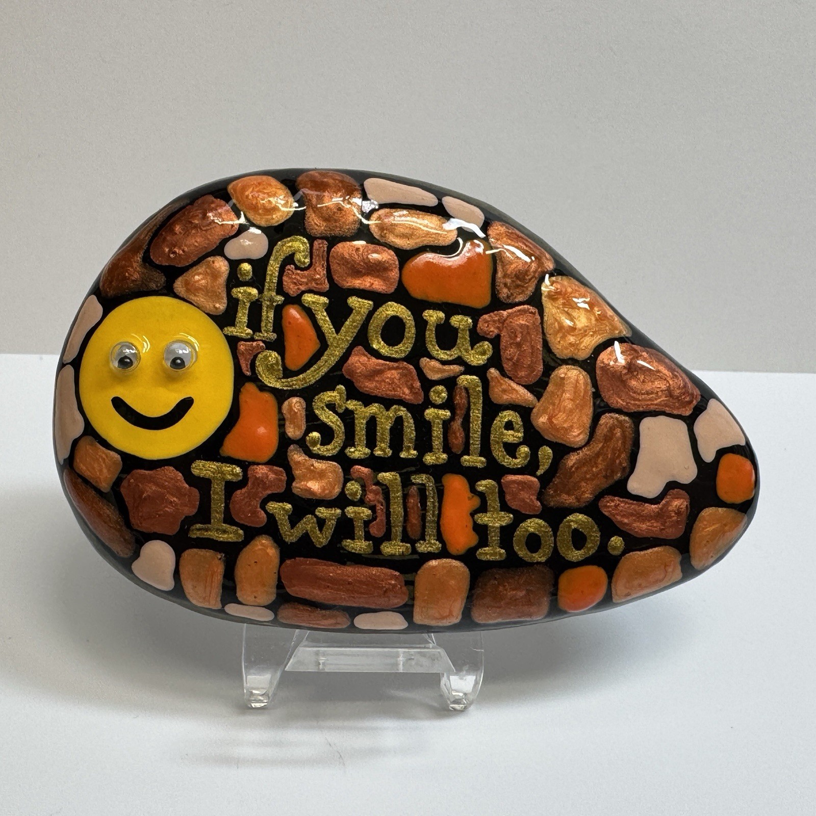 Smile Encouragement, Love, and Kindness Rock – Hand-Painted By Jadel Rocks