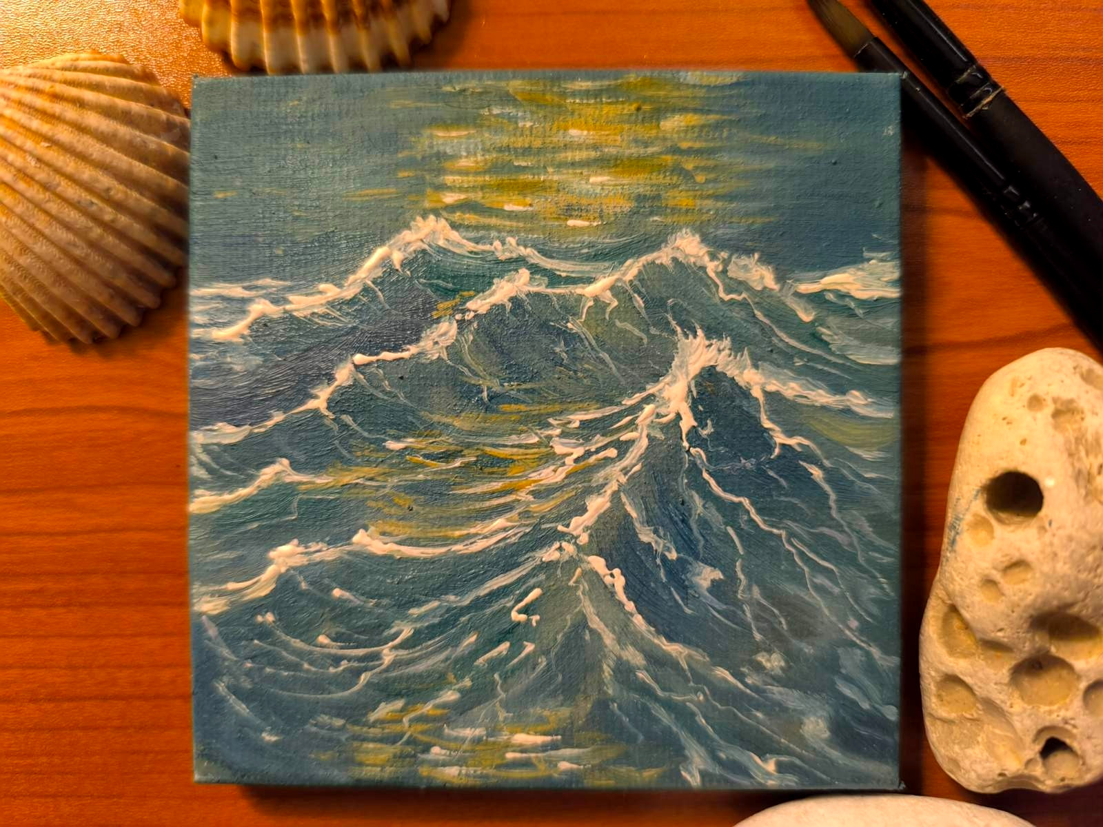 TEXTURED OIL CANVAS WAVE Original Art Painting Landscape Impressionism Seascape