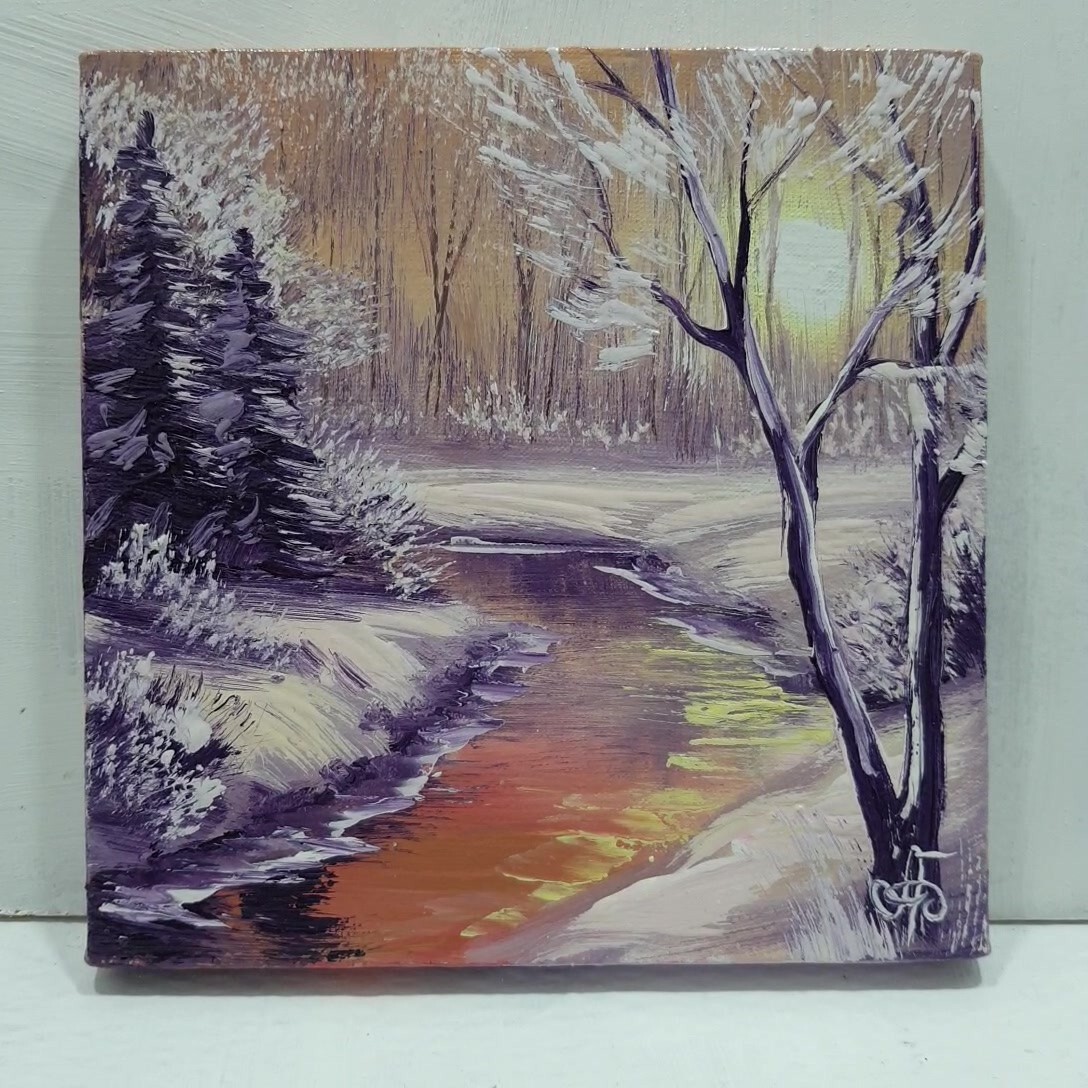 Gift Original Winter Painting Hand Painted Wall Art Home Decor Ukrainian Artist