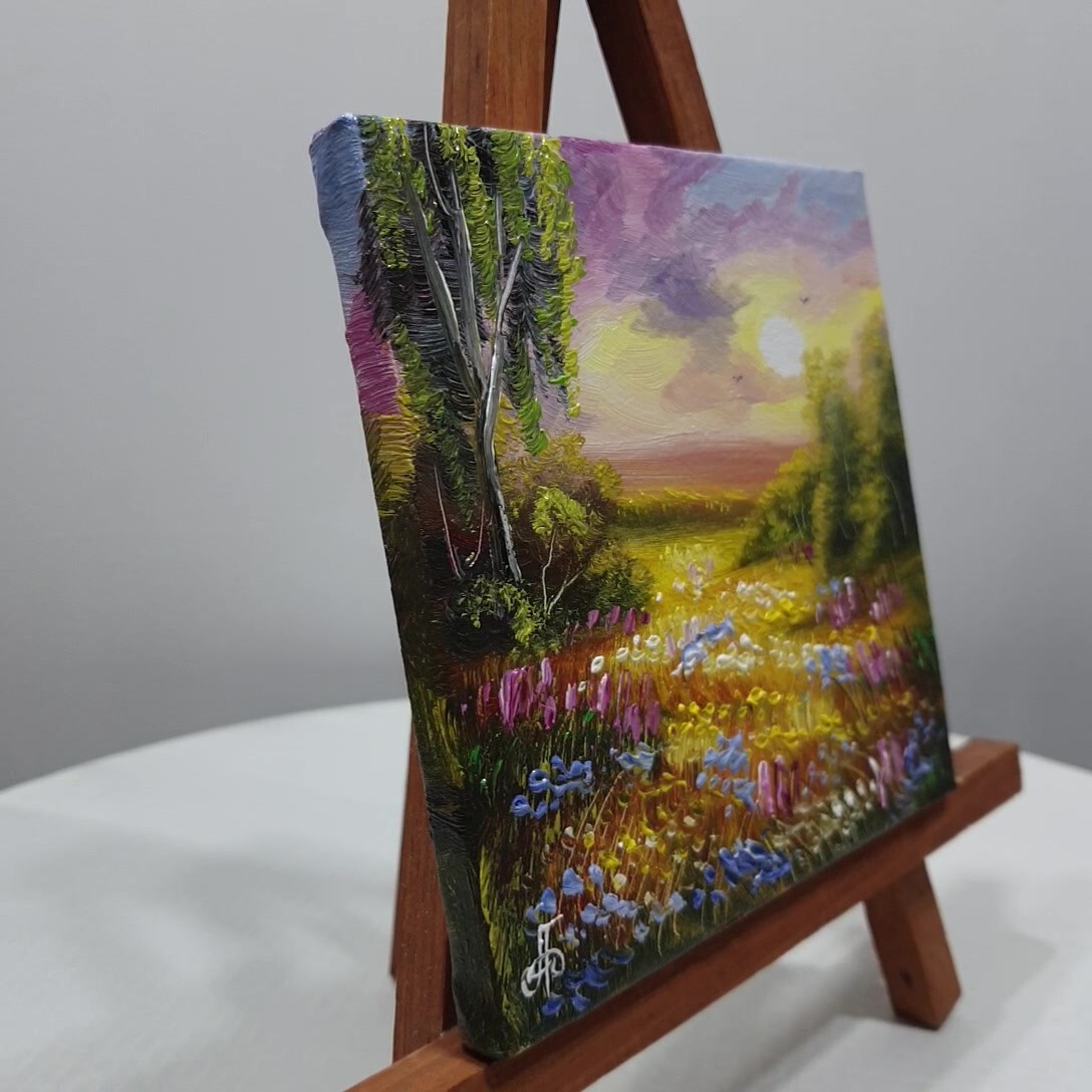 Landscape Original Hand Painted Home Decor Wall Art Gift Summer Ukrainian Artist