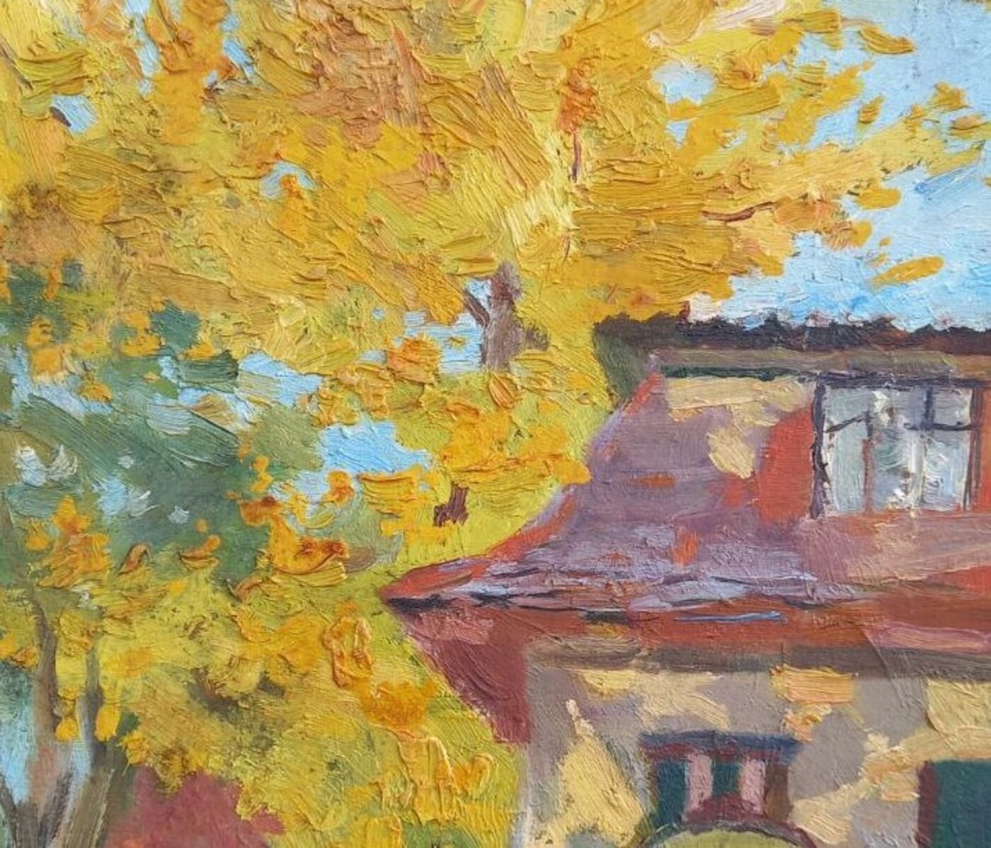 Oil painting Street Ukrainian painter Unframed Decor original landscape art