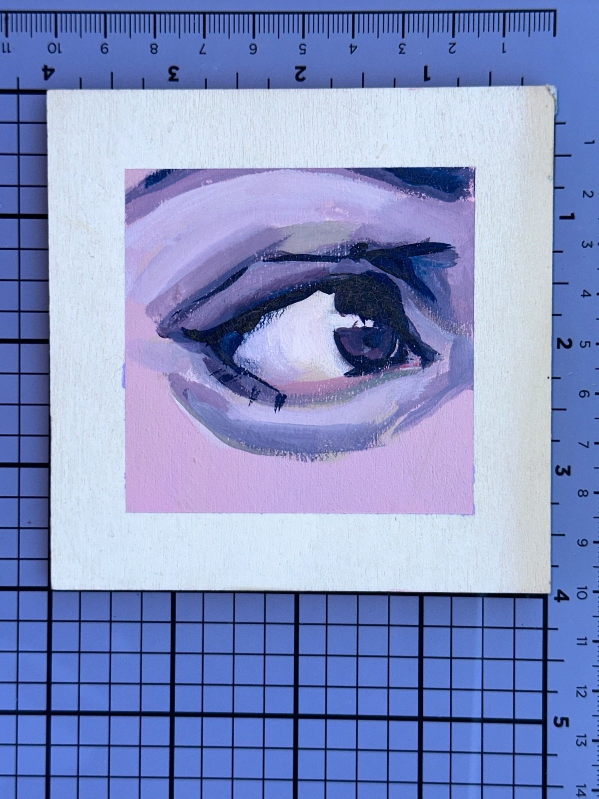 aceo original painting gouache on wood 4x4in 10x10cm