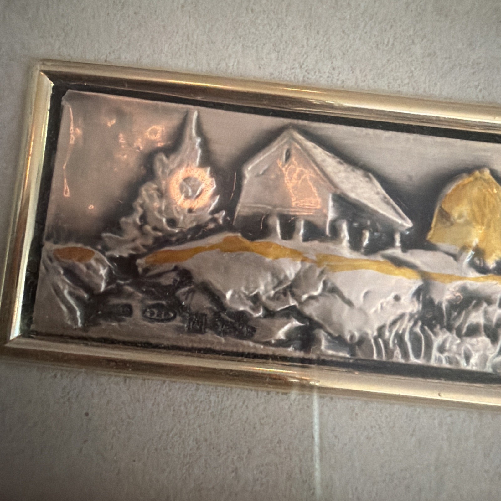 2X -VTG «925» Sterling Silver Framed Wall Plaque by Zeta Studio D’Arte Co. Italy