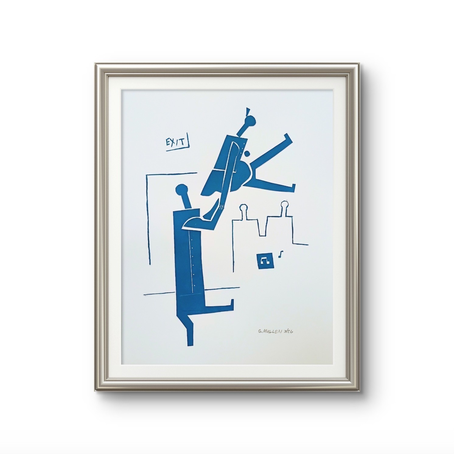 Original Blue Dancers Jazz 11×14 Acrylic on Paper Abstract Modern Art