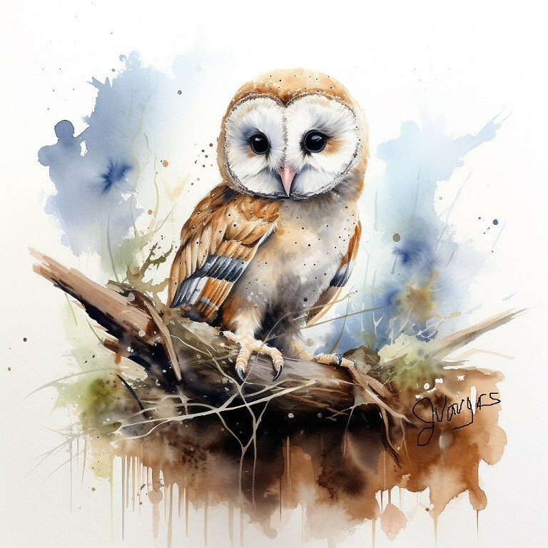 Watercolor Owl Painting Art Print 8×11 inch