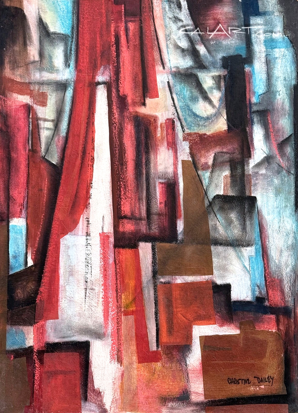1950s MID CENTURY MODERNIST ABSTRACT PAINTING by PRESIDENT WOMEN PAINTERS WEST!