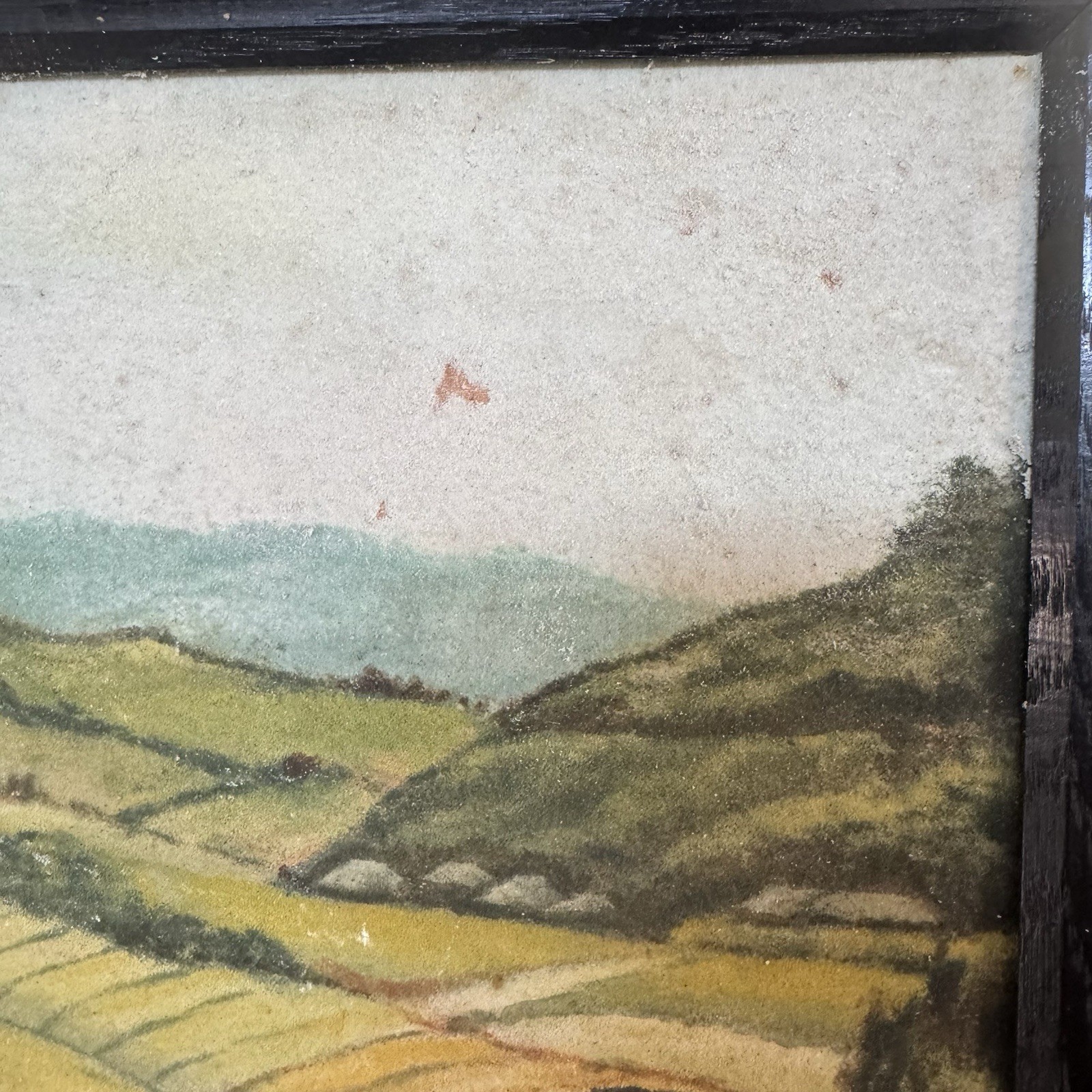 Vintage Framed Sand Art Landscape Original Painting Artist Signed Folk Art