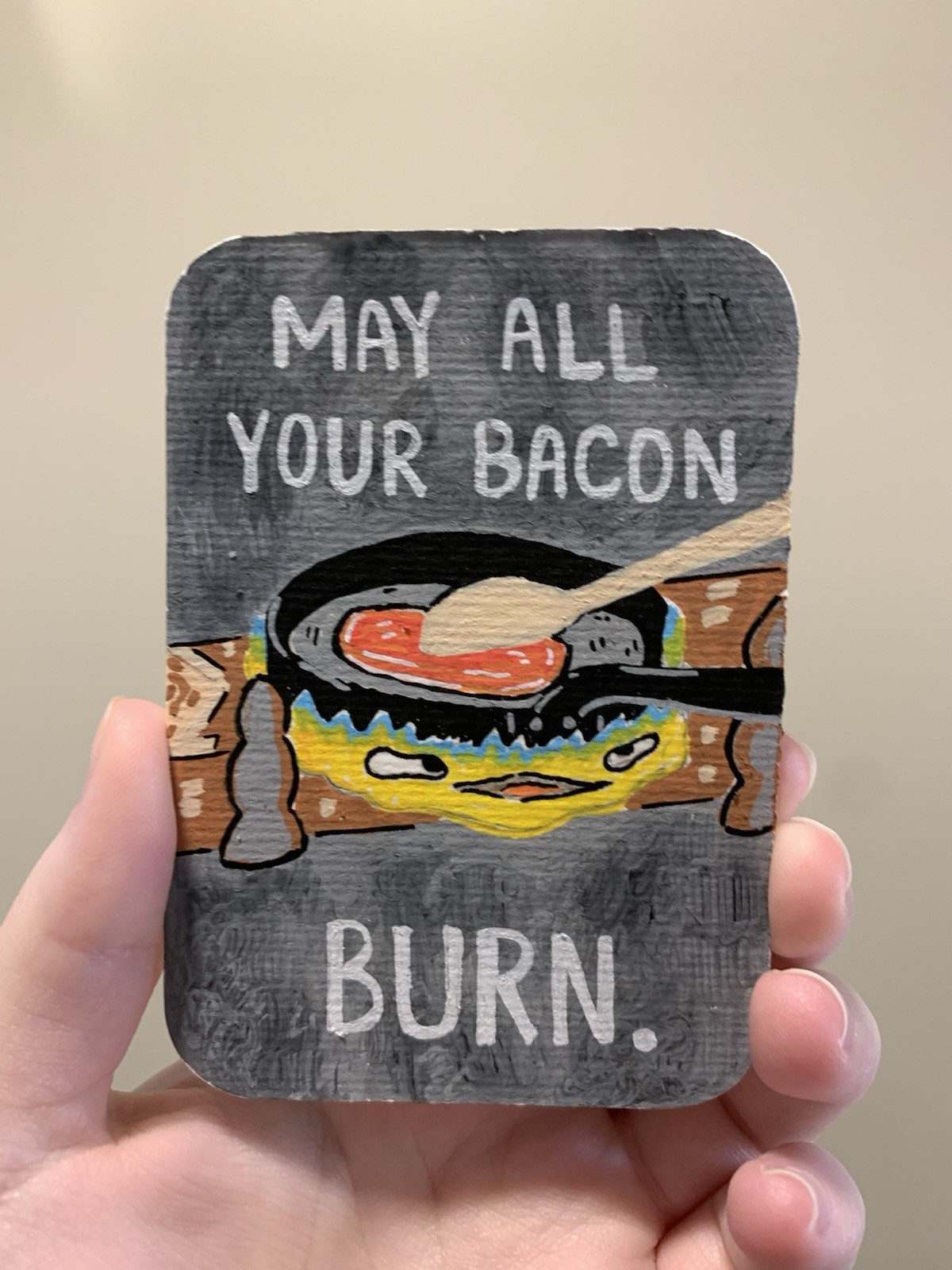 ACEO original, Calcifer Howl’s Moving Castle Ghibli portrait, 2.5 x 3.5 acrylic