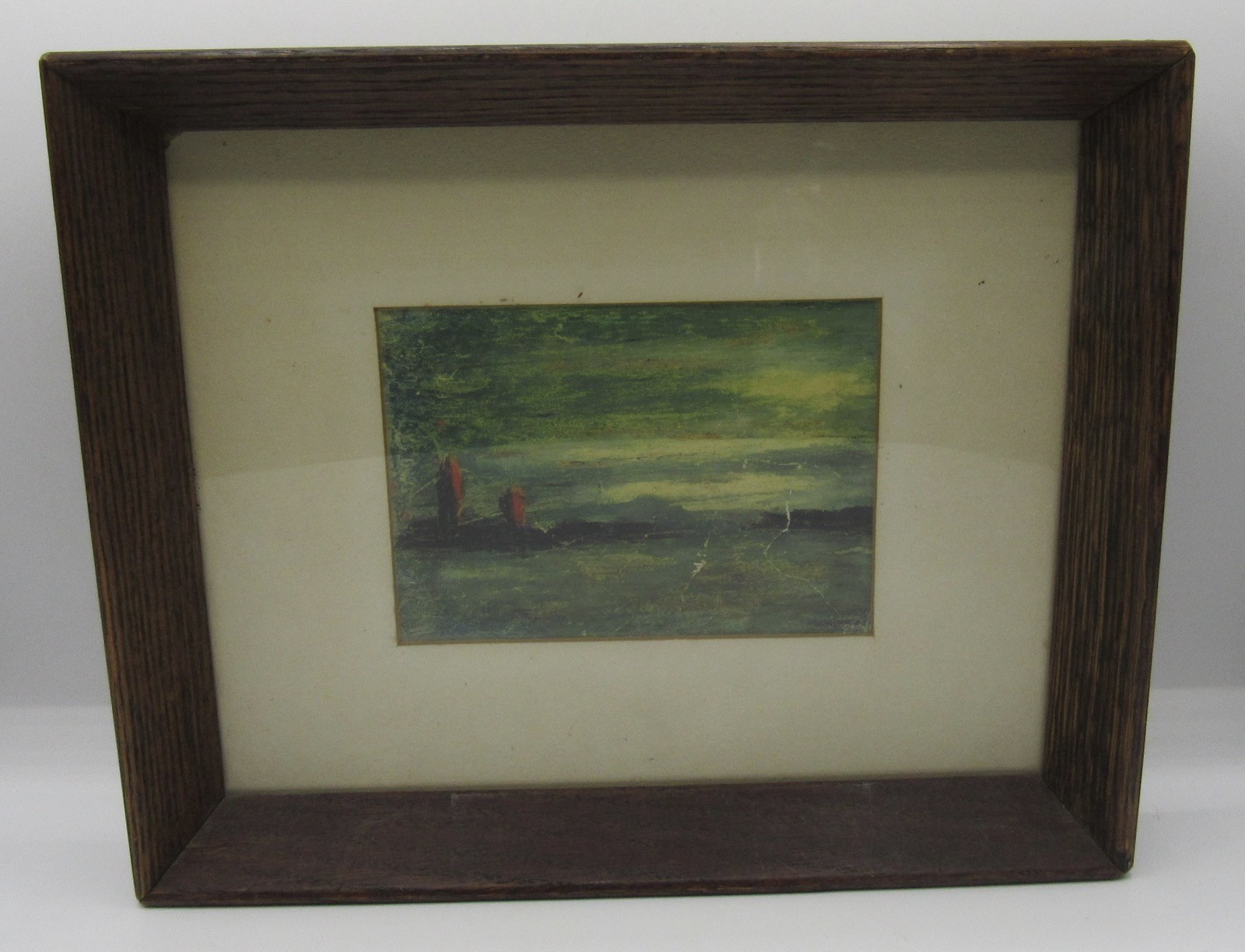 Charming framed impressionist landscape/seascape painting 9×11″