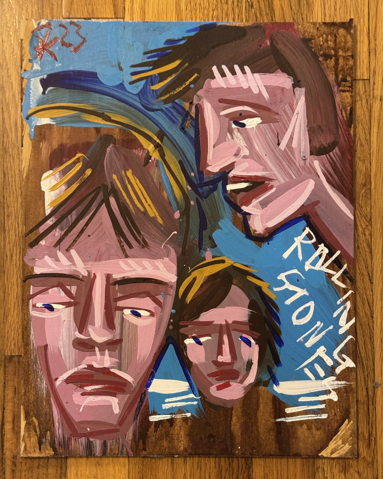Steve Keene Original Rolling Stones Painting 2023 Signed 16×12 – Folk Art
