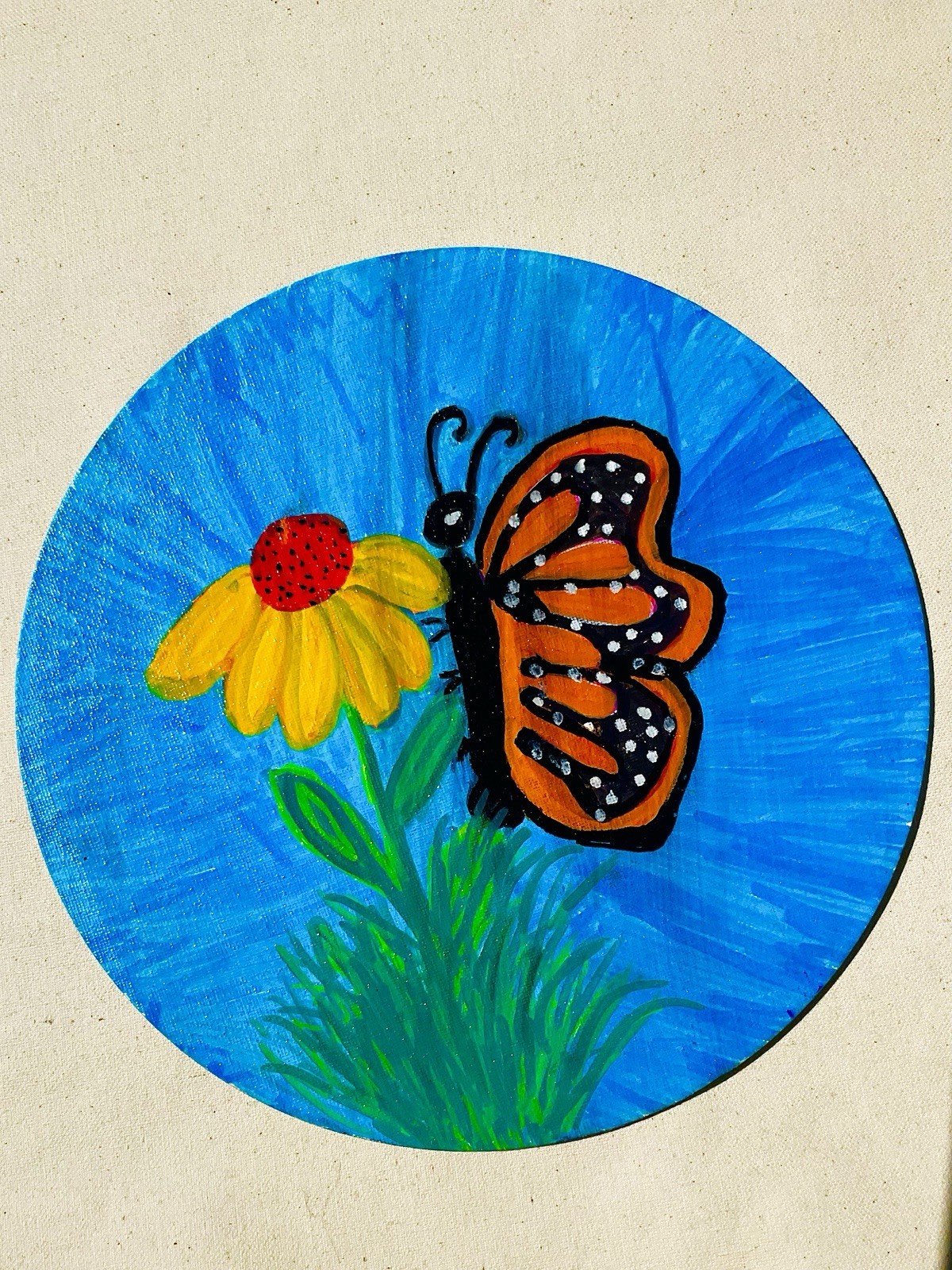 Butterflies & Flowers Nature Illustration Art Painting Floral Animals Theme