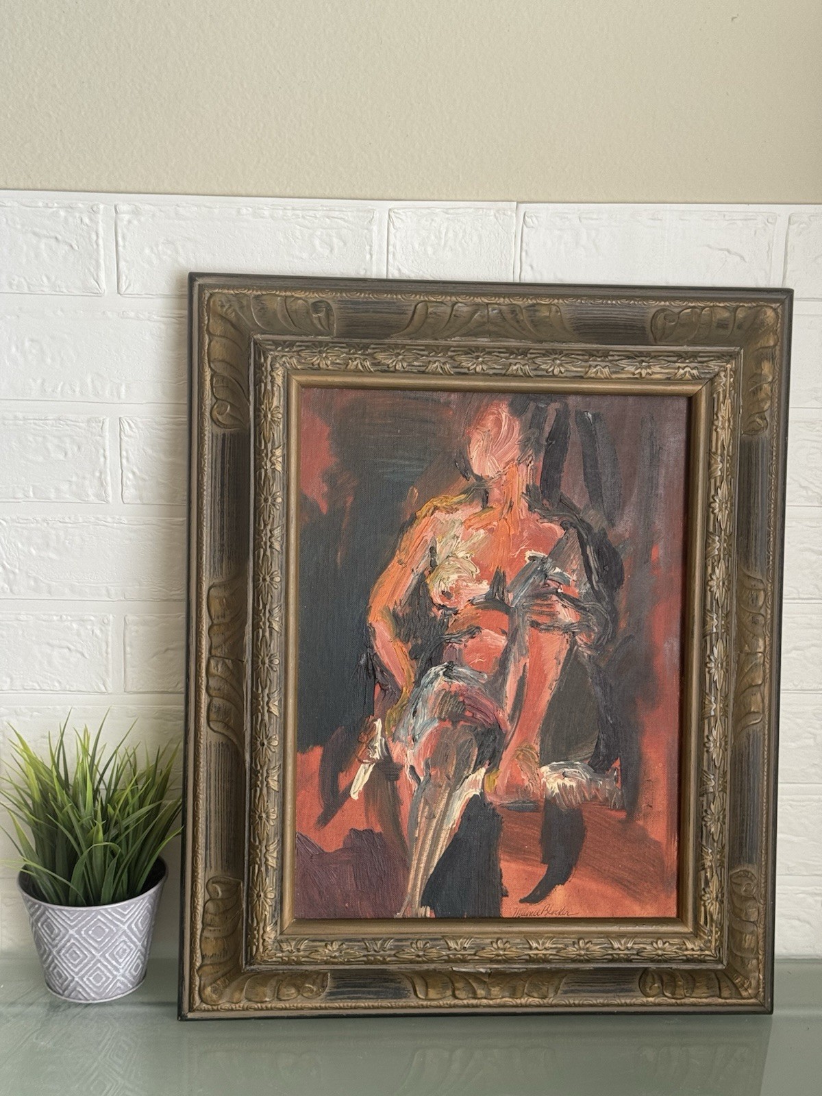 African American Artist Melonee Blocker Expressive abstract oil painting Rare
