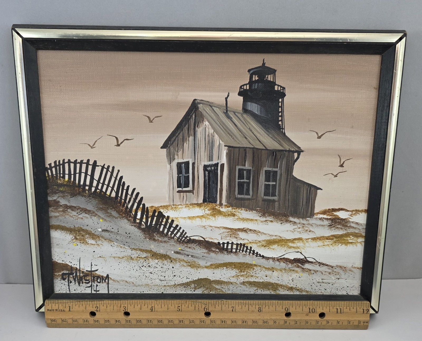 TIM WINSTROM Original Painting – Signed – 1974, Lighthouse