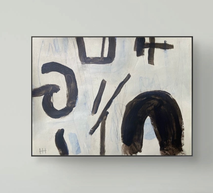 Black+White Expressionist 9×12 Acrylic Painting Paper Wall Art, Holly Hammond