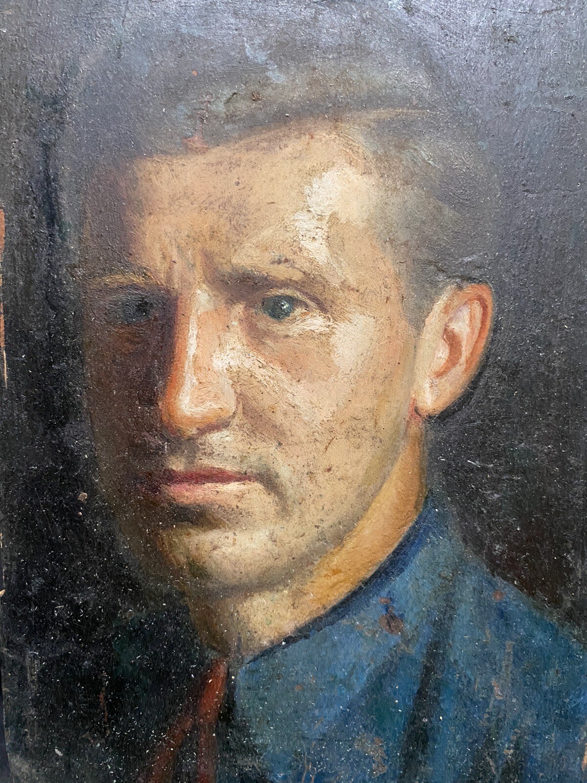 MCM Portrait Dolni Polish Ukraine Painting Handsome man on cardboard
