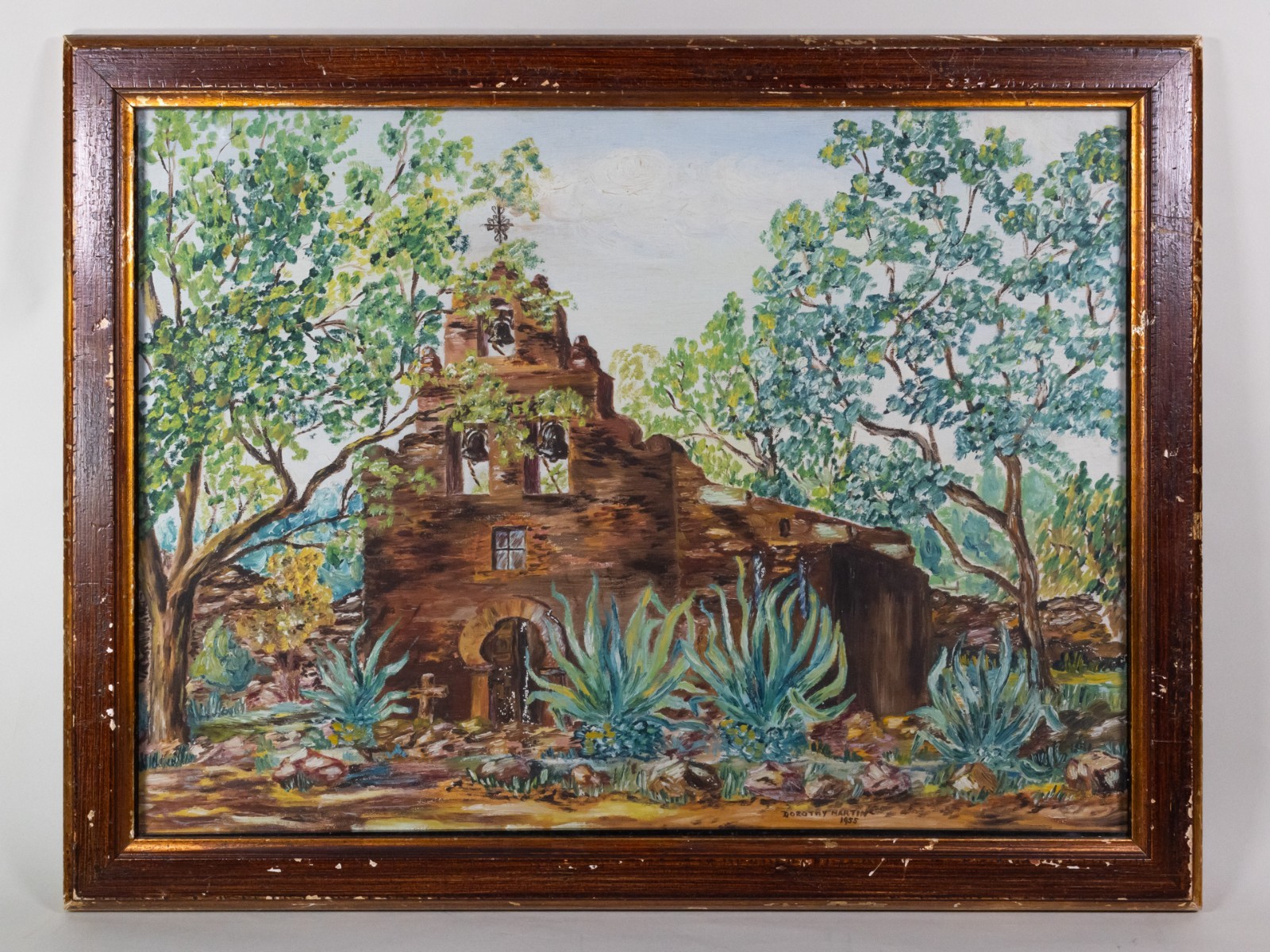 Dorothy Martin, 1955 Oil Painting of Mission Espada, San Antonio, Texas