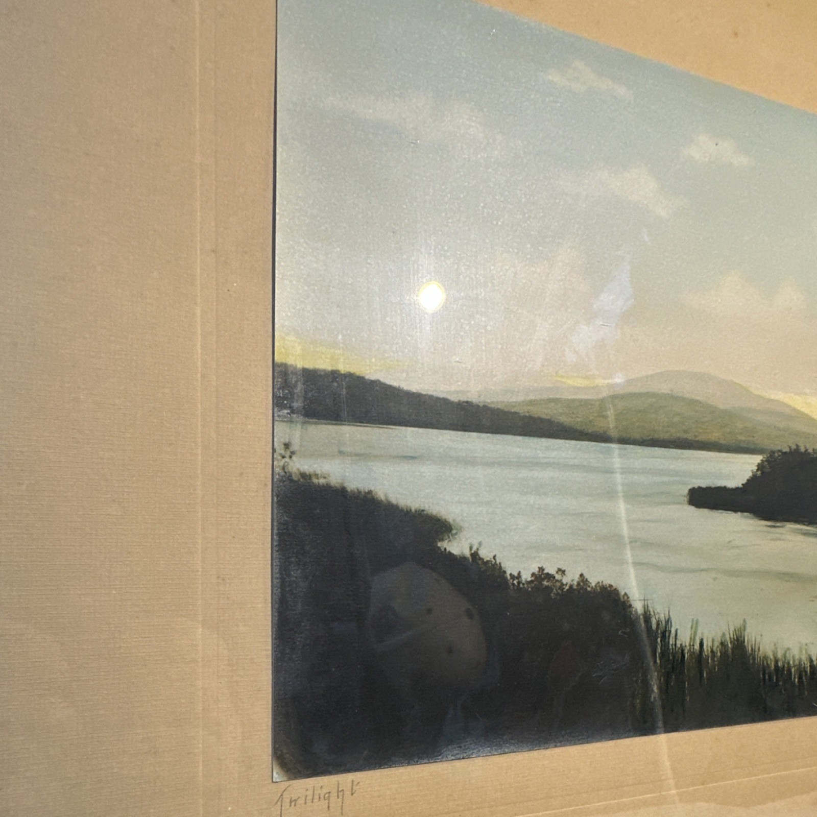J. C. Bicknell Signed Framed Realism Landscape Painting ‘Twilight’, Lake, Trees