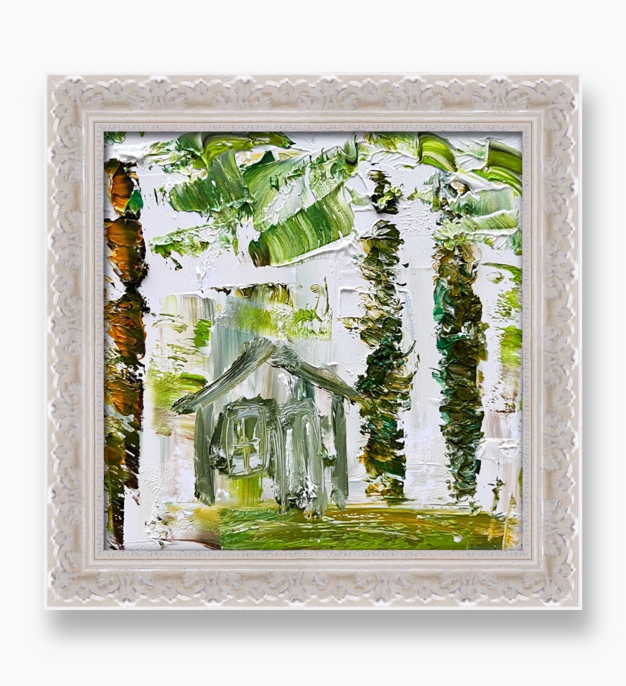 Caribbean Palm Cottage Painting • Relaxing Tropical Art • Modern Home Decor Gift