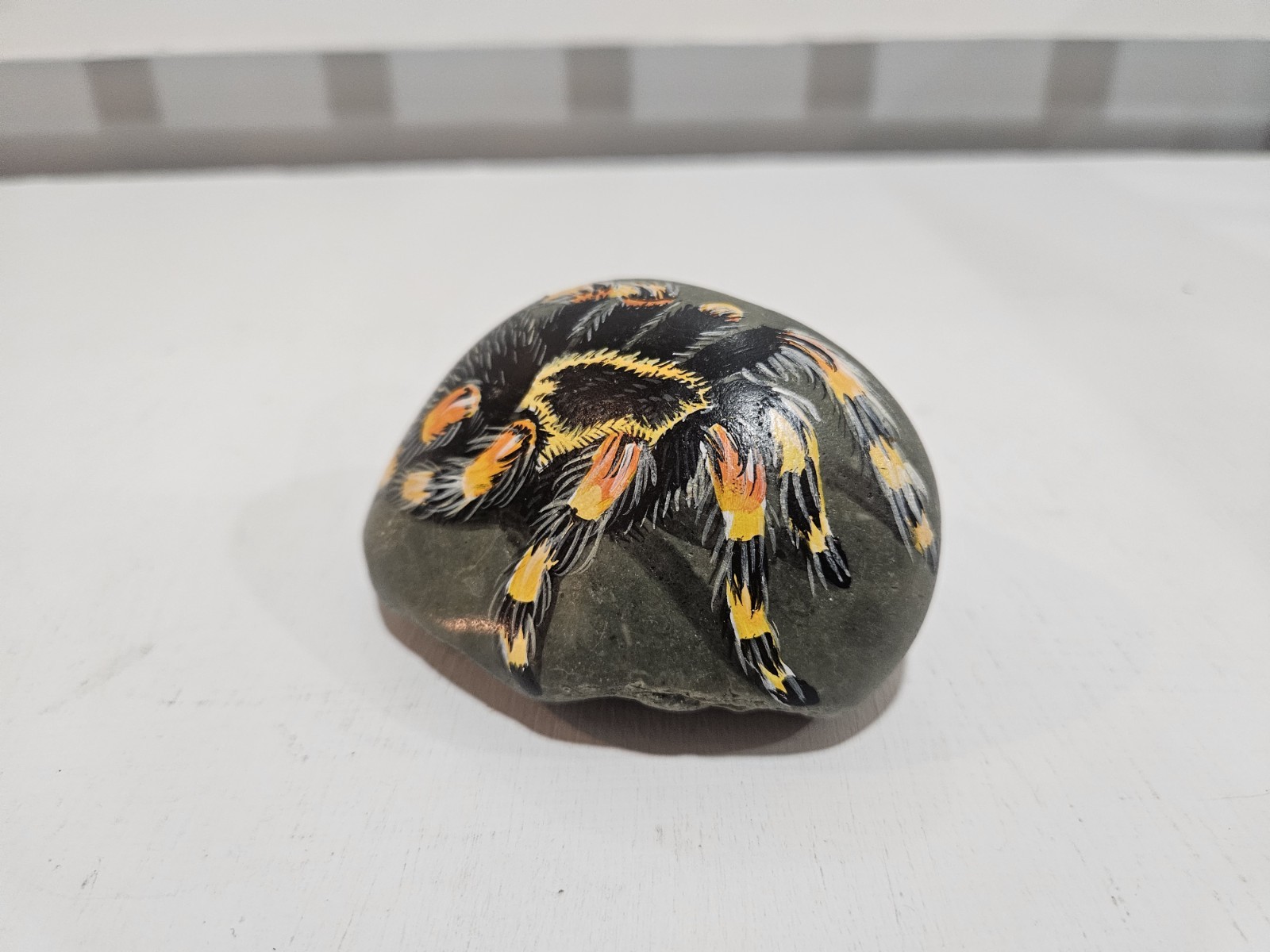 Handpainted And Signed Dimensional Mexican Redknee Tarantula On Rock