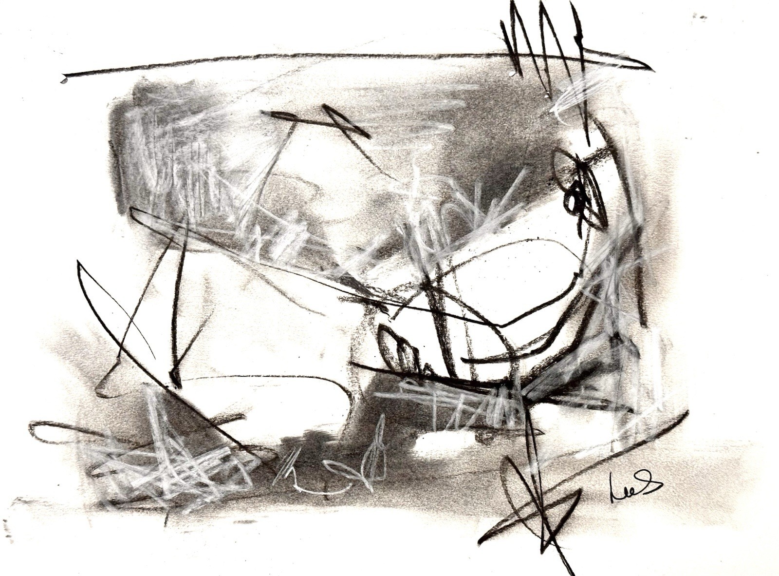 Original Abstract Expressionism 9×12 Paper Charcoal Handmade Signed Fine Art 20