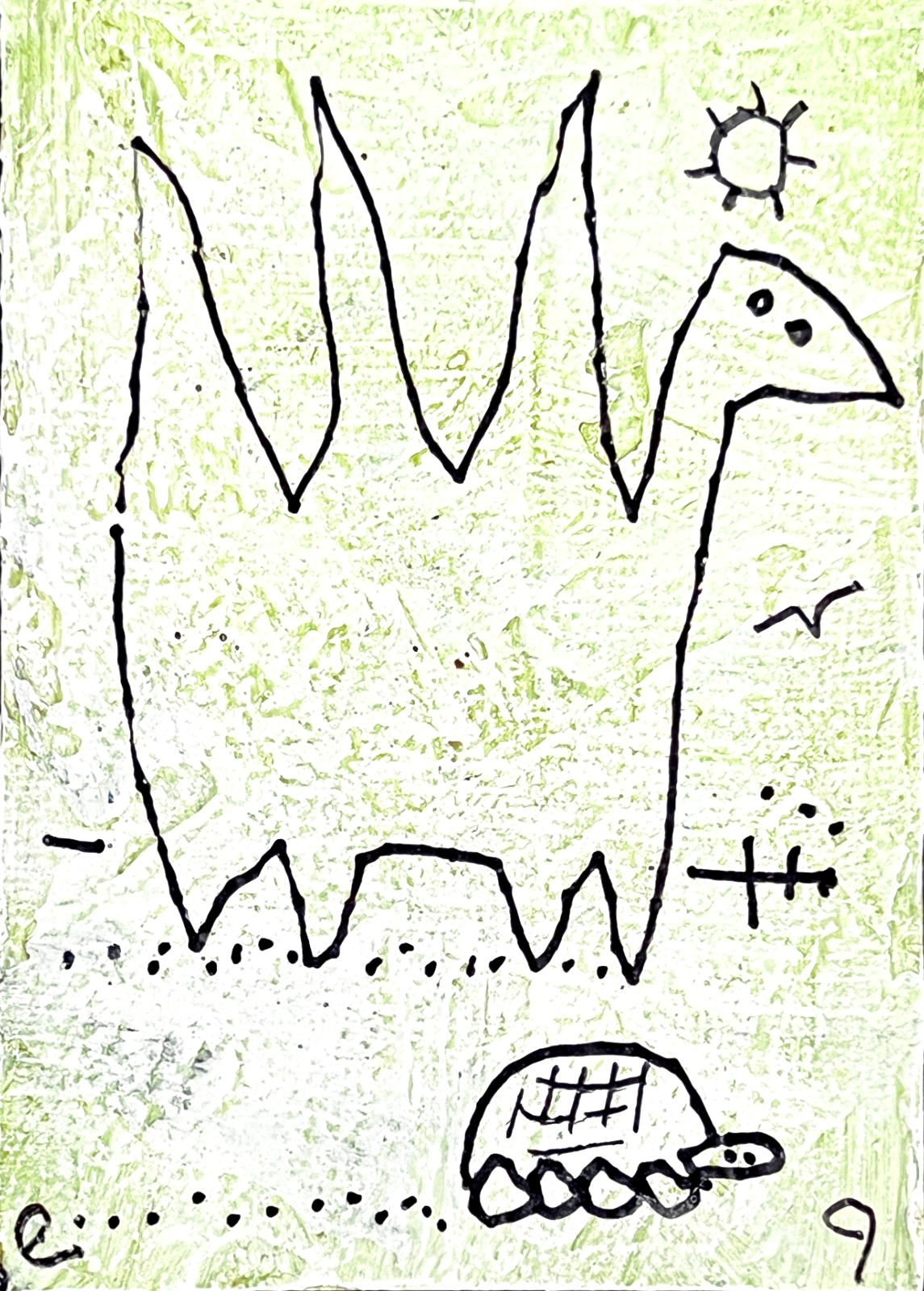 e9Art ACEO: his new friend had wheels instead of feet and he was unsure …