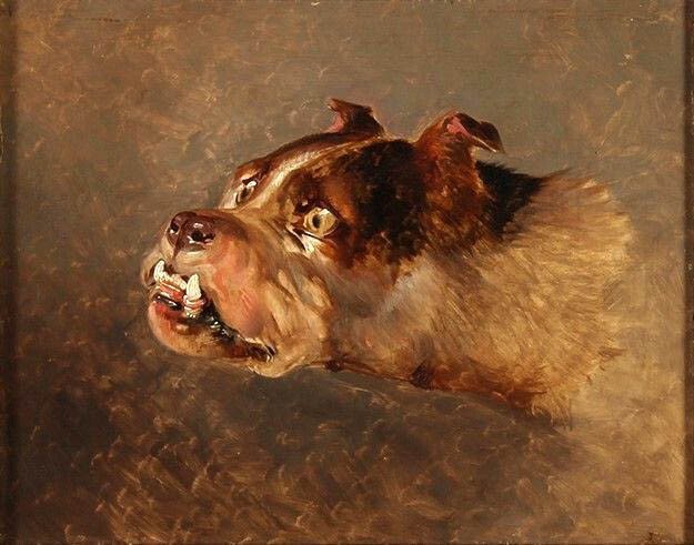 Oil painting animal dog head on canvas Bulldog-Sir-Edwin-Landseer handmade art