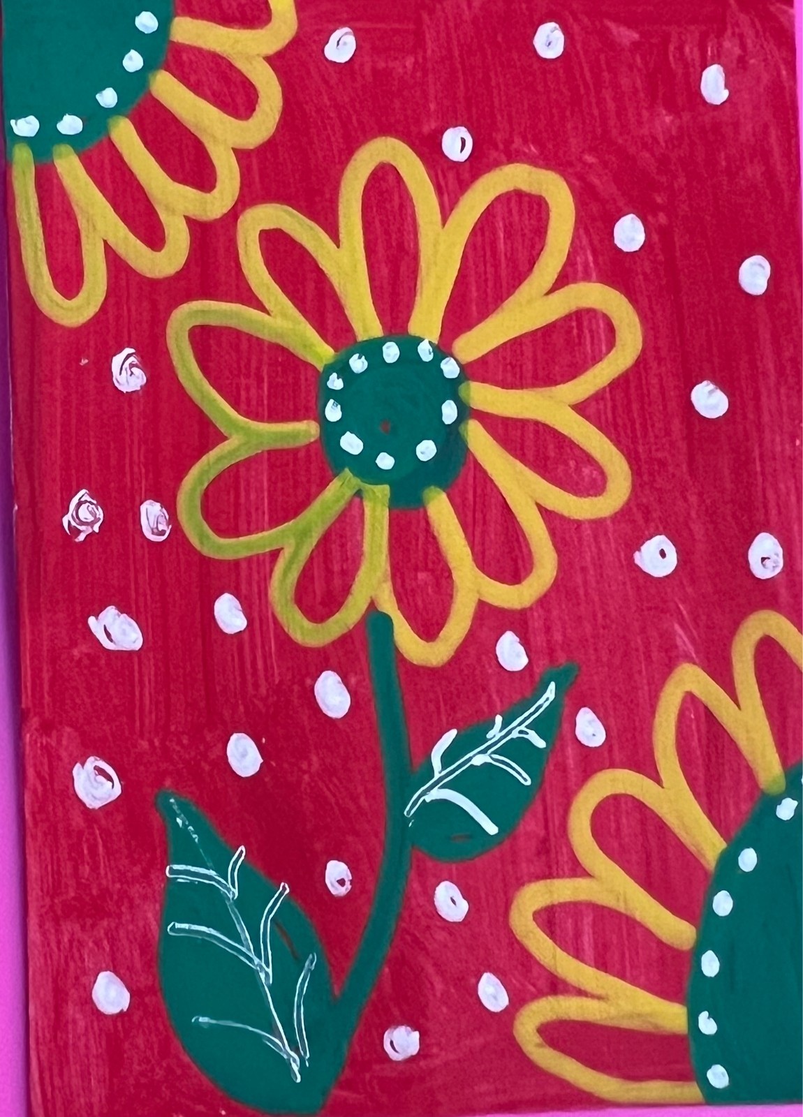 ACEO Art Card, Acrylic Marker, Flower Abstract, Card Stock Paper