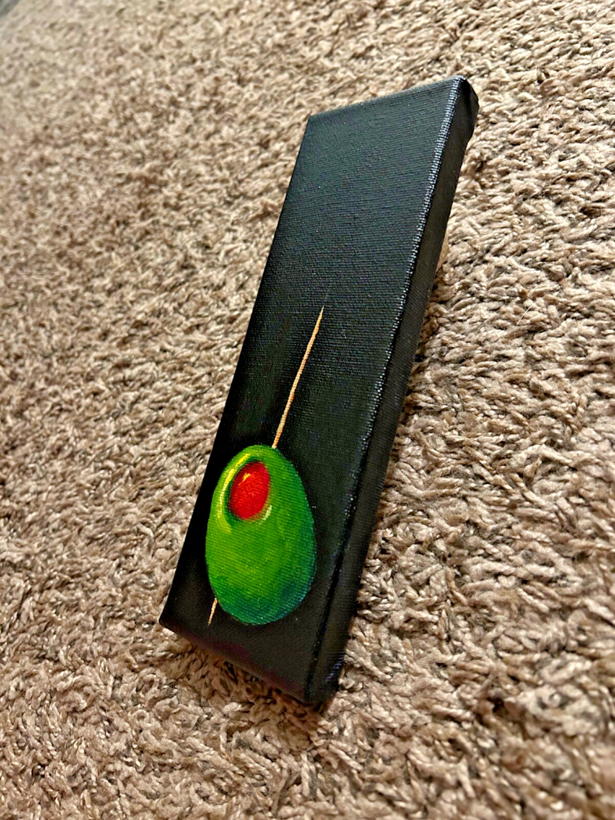 Small Original Acrylic Hand Painted Martini Olive Cocktails Vodka Gin Olive