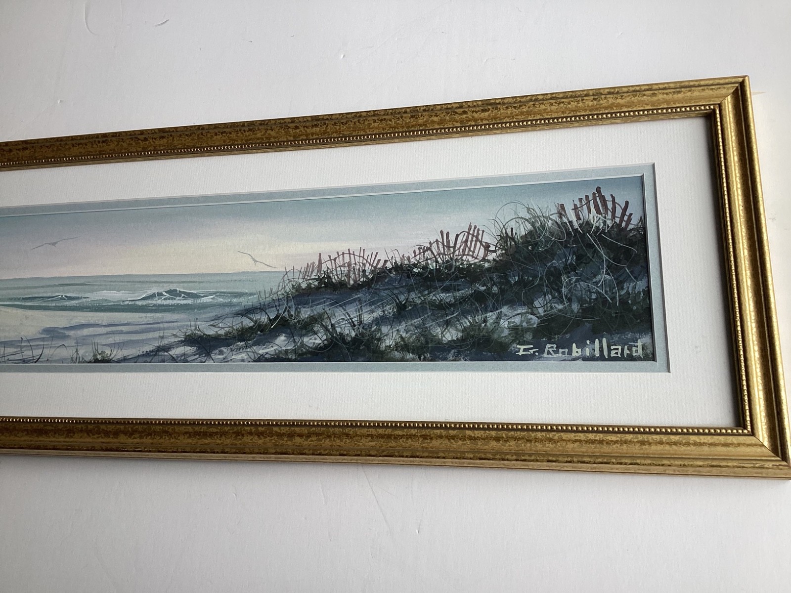 Gerald Robillard Rhode Island Artist Long Ocean View Watercolor