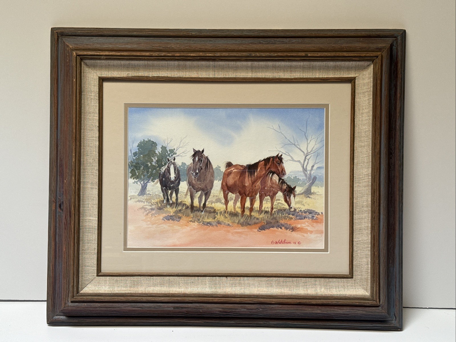 ED WHITEHORSE PAINTING NAVAJO HORSE HORSS LANDSCAPE NATIVE AMERICAN TRIBAL ART